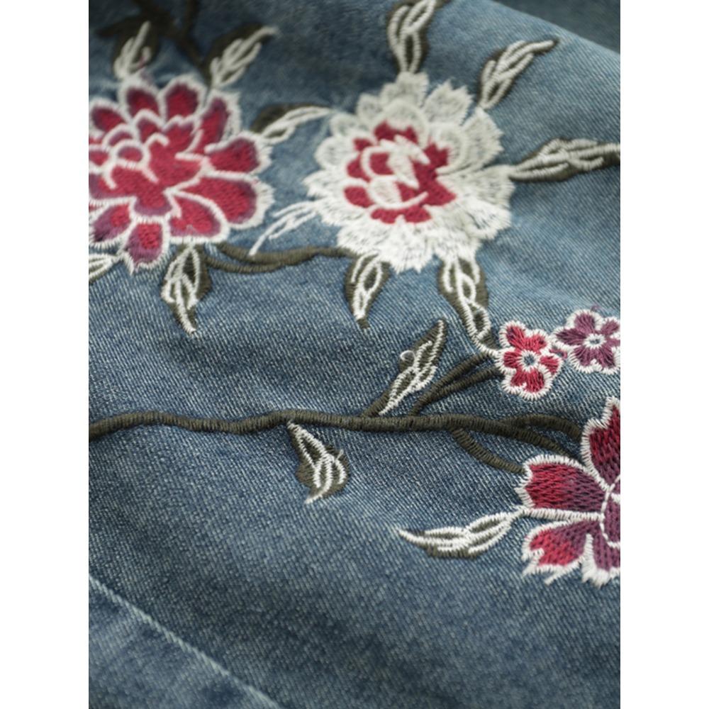 Dimanaf 2025 Sommer Damen Jeans Lässig Bestickte Blumen Haremshosen Hohe Taille Elastische Grundlegende Lose Haremshosen