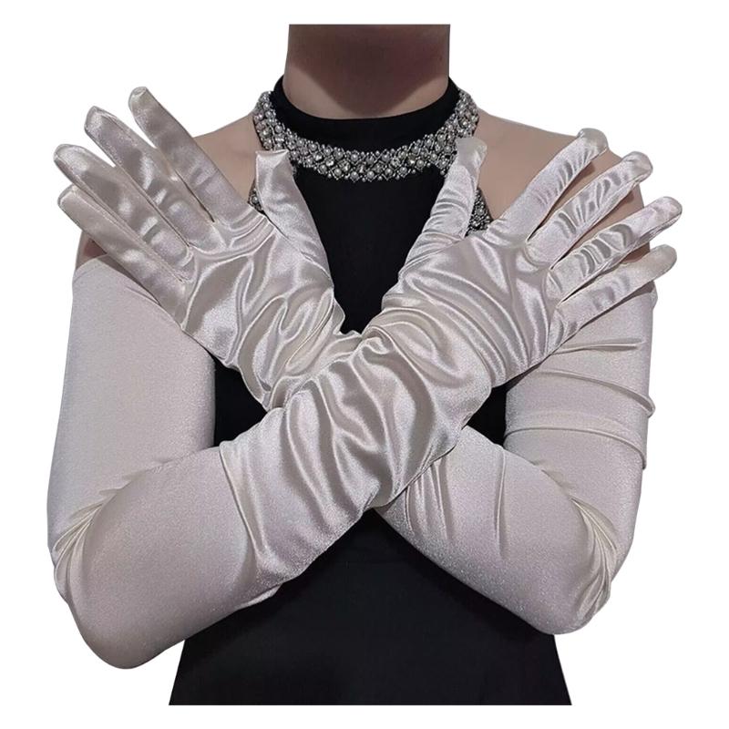 

Satins Elbow Gloves for Formal Event Party Costume Gloves Elegant Ceremony Gloves Women Stage Performances Hand Gloves