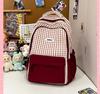 Schoolbag Korean version of the new high-value fresh college style contrasting color plaid backpack junior high school students lightweight