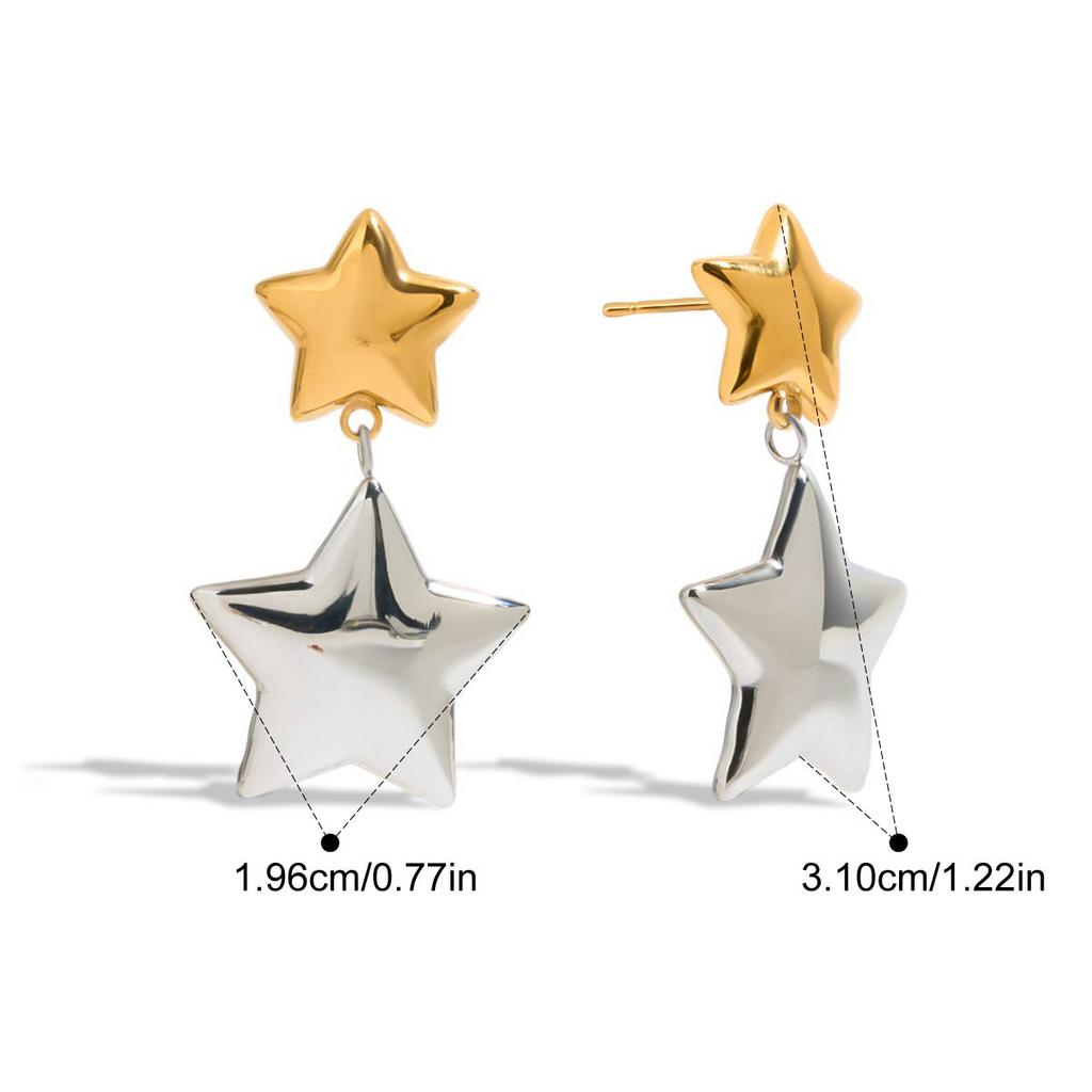 Yori Gold Silver Color Matching Star Earrings Rust Proof 18K PVD Plated Personalized Trendy Jewelry Bijoux Gift
