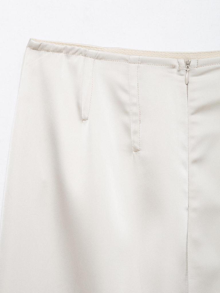 2025 Spring Women's European & American Style Silk Satin Straight Skirt