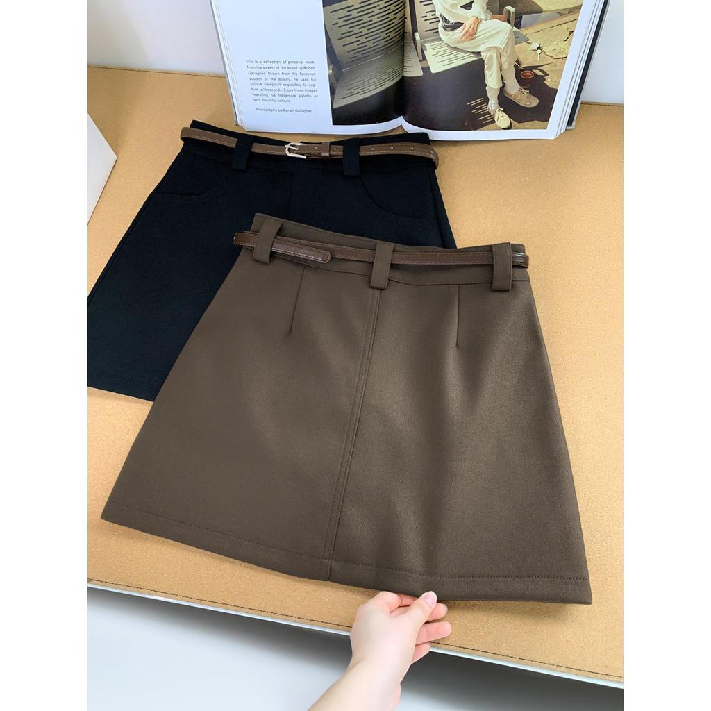 A-line Woolen High-Waisted Slimming Short Skirt for Women - Winter 2026 High-Class Commuter Versatile Half-Skirt