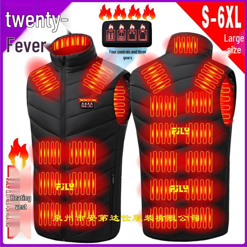 Unisex vyhřívaná vesta z uhlíkových vláken ovládaná přes USB se čtyřmi spínači