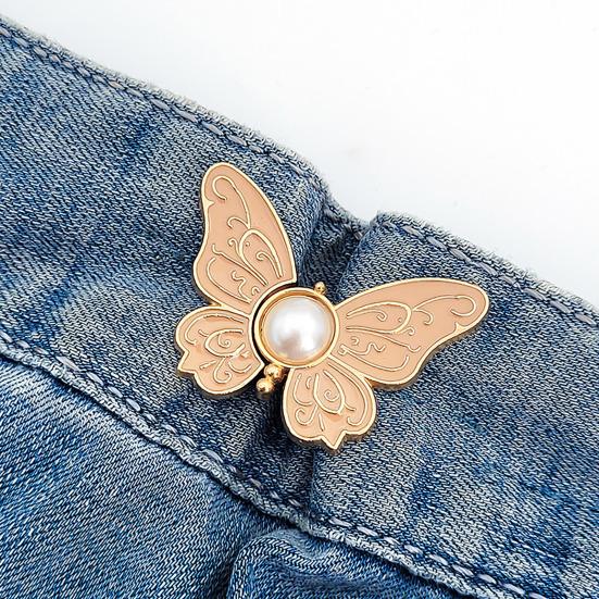 Pants Waist Tighteners No-Sewing Butterfly Flower Buttons Pins Adjustable Waist Buckle Extender Pants Waist Clip for Loose Jeans Skirts
