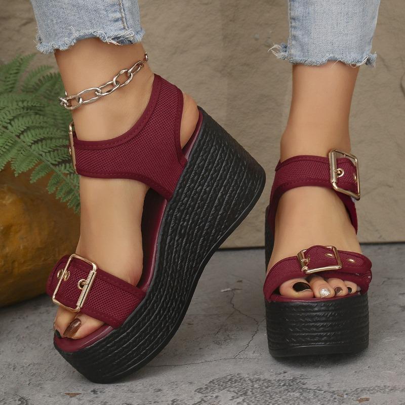 Women's Summer Wedge Heel Fashion Straw Peep Toe Casual Sandals Plus Size