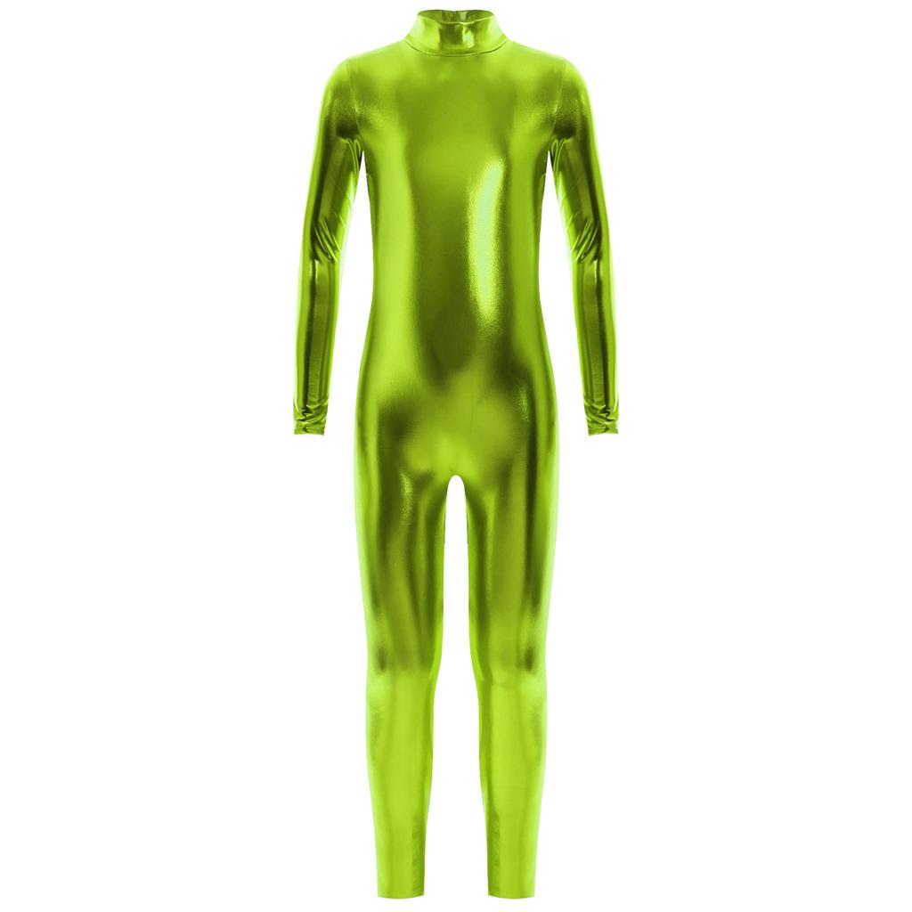 Meisjes jumpsuit met glanzende metallic afwerking, col, lange mouwen en volledige lengte