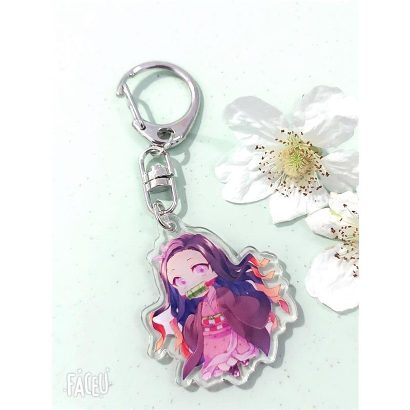 Anime Keychains Keychain Demon Slayer Kimetsu No Yaiba Acrylic Key Ring Cute Funny Cartoon for Friends