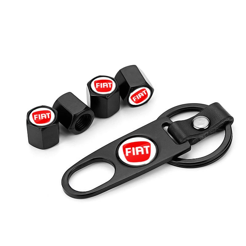 Metal Car Keychain Rings Accessories Tire Valve Cap For Abarth FIAT Punto 500 Tipo Stilo Palio Bravo Doblo Panda Ducato