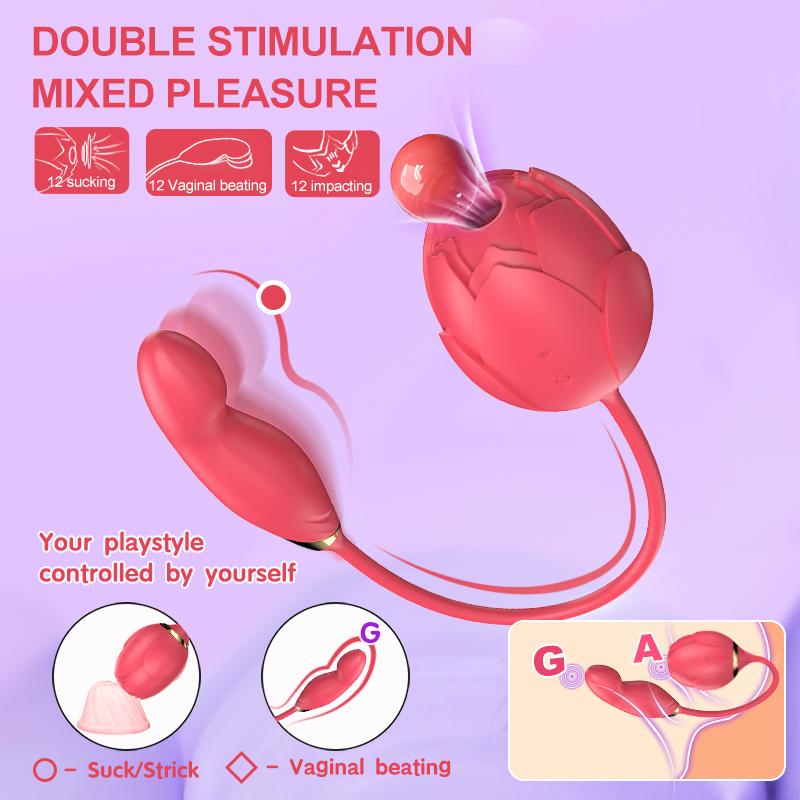 Rose Dildo Vibrator for Women Nipple Clitoris Stimulator G Spot Anal Vibrator Tongue Licking Vibrating Egg Sex Toys Masturbator