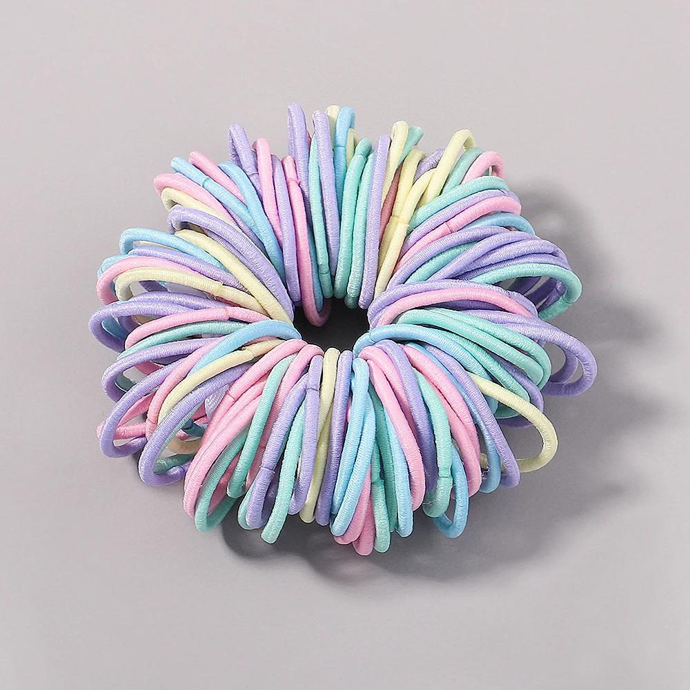 

Новые 50/100 шт. Резинки для волос для девочек, конфетных цветов, эластичные, резинки для волос, детская повязка на голову, резинка-скранч, детские аксессуары для волос 100pcs