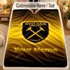 Flannel BlanketWest Ham United FC Custom Name Text Personalized Soft Warm Throw Blanket Home Decor Gift