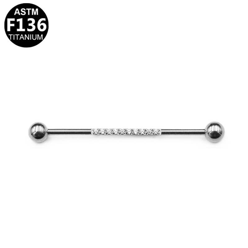 Titanium F136 Ear Bridge Stud Earring with Zirconia Inlay
