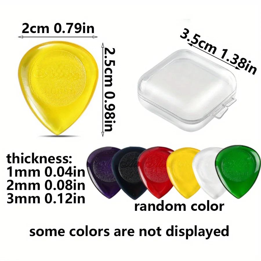 6 Stück 2,5 cm Bunte Transparente Gitarrenplektren 1/2/3 mm Dick Tropfenform-Plektrum mit Aufbewahrungsbox Akustische Elektrische Gitarre JXB