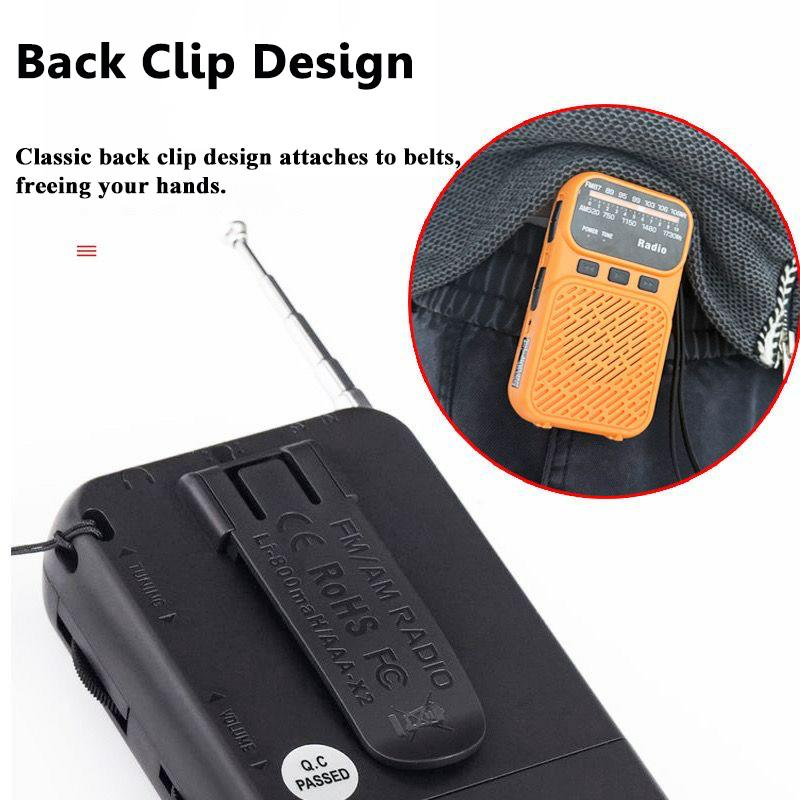 Mini Portable Pointer FM AM Radio LED Flashlight Stable Signal DSP Radios Rechargeable Bluetooth Speaker Earphones Listening Ra