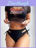 Womens Cartoon Print Bikini Set With Nylon Fabric For Swimming And Water Sports