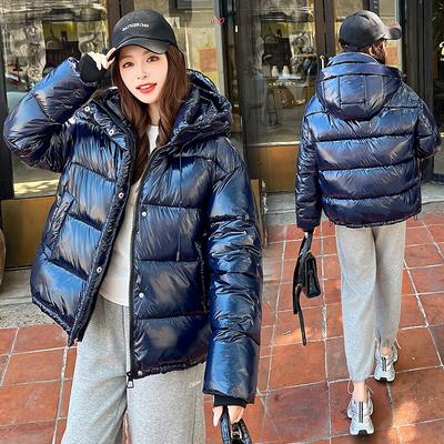Women’s Short Glossy Hooded Windproof Thicken Warm Winter Jacket