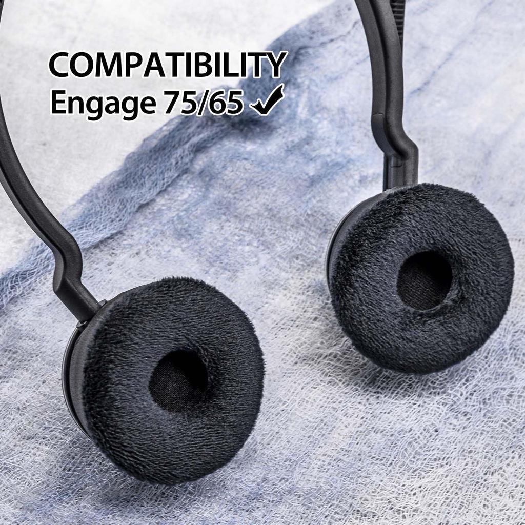 Engage 75 Earpads - Compatible with Engage 75/65 Headset I Hybrid Velour Replacement Ear Cushions with Microphone Foam - NOT FIT Engage Convertible