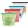 Silikon-Set mit 4 wiederverwendbaren Aufbewahrungsbeuteln zur Konservierung von Obst und Gemüse sowie zum Einfrieren von Fleischsuppe, luftdicht, auslaufsicherer Lebensmittelbehälter (17x21,5x8,5 cm)