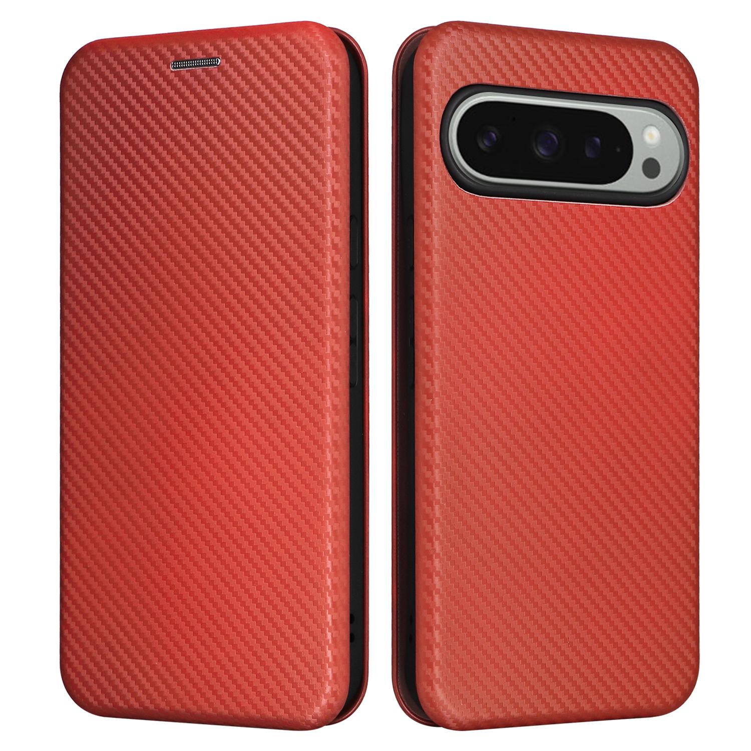 

Чохол для Google Pixel 10 Pro XL з текстурою вуглецевого волокна, протиударний, з поліуретанової шкіри, чохол для телефону Brown