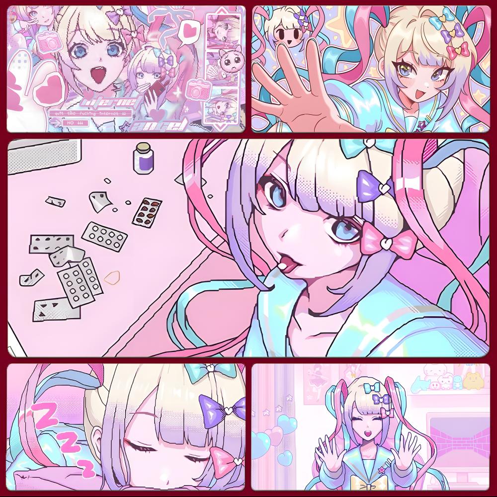 Cute Dark Game Nneedy Girl Overload Mouse Pad Large Gaming Mousepad With Stitched Edges Thickened Desk Mat Pc