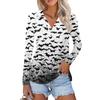 Women's Summer Fashion Casual  Printed V-Neck Long Sleeve Shirt Top