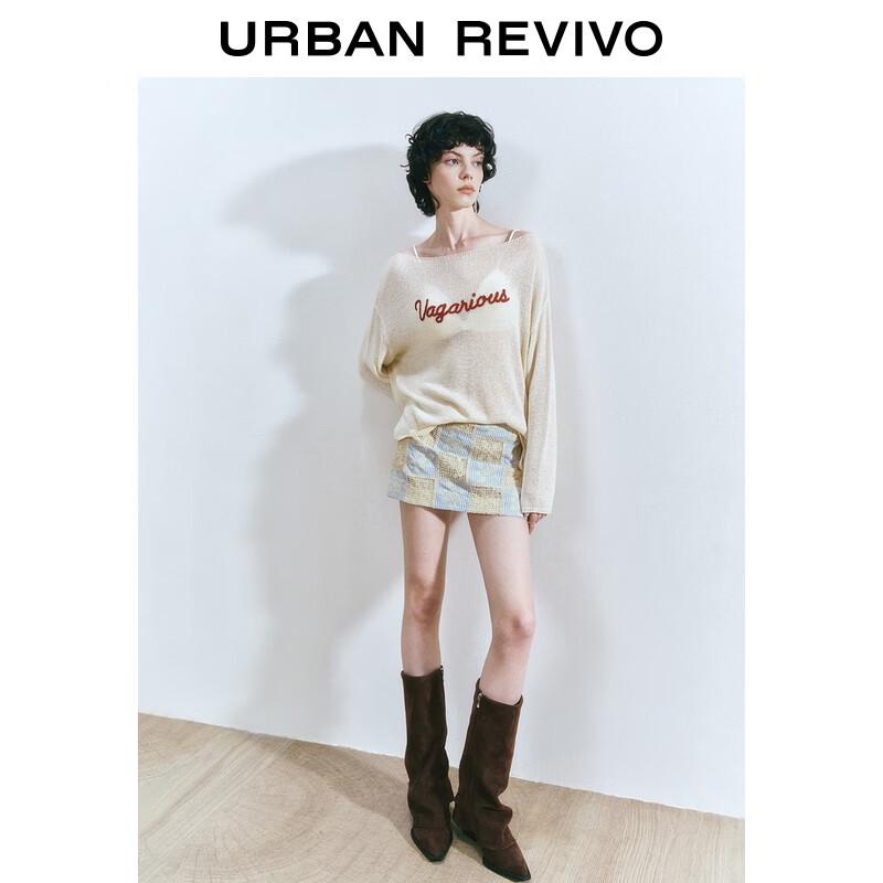 

Женский вязаный топ с длинным рукавом свободного кроя с принтом букв UR S