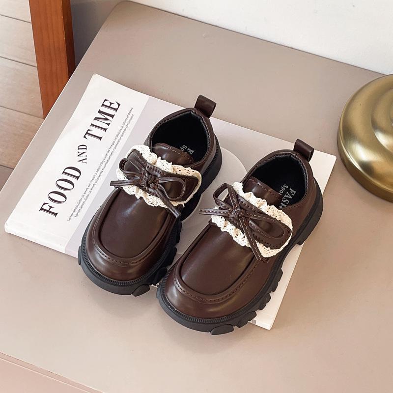 

Кожаная обувь для девочек 2025 осень новая модная детская обувь на мягкой подошве туфли принцессы лоферы в британском стиле одинарная обувь для девочки 23-25 yards one hand shot 3 pairs коричневый