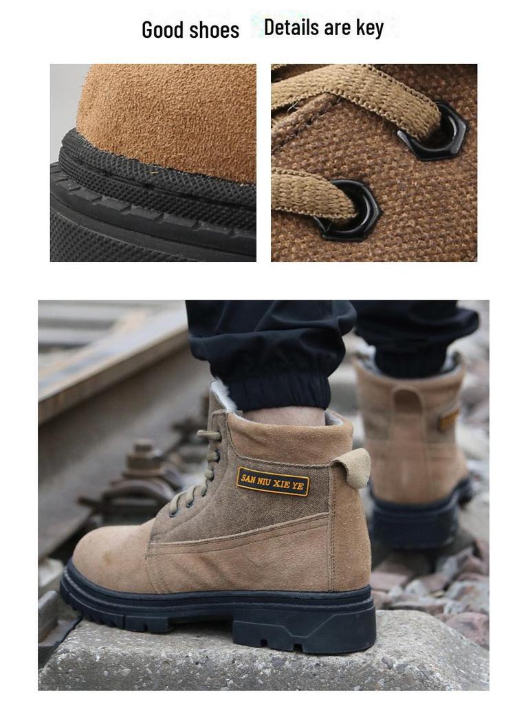 Men's Thickened Leather Wool Winter Boots