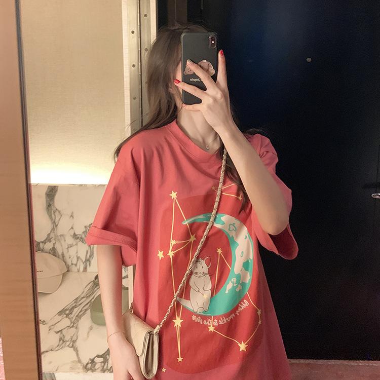 High street funny cartoon print young girl short sleeved t-shirts for women's summer casual loose t shirt harajuku streetwear tshirt white y2k tops