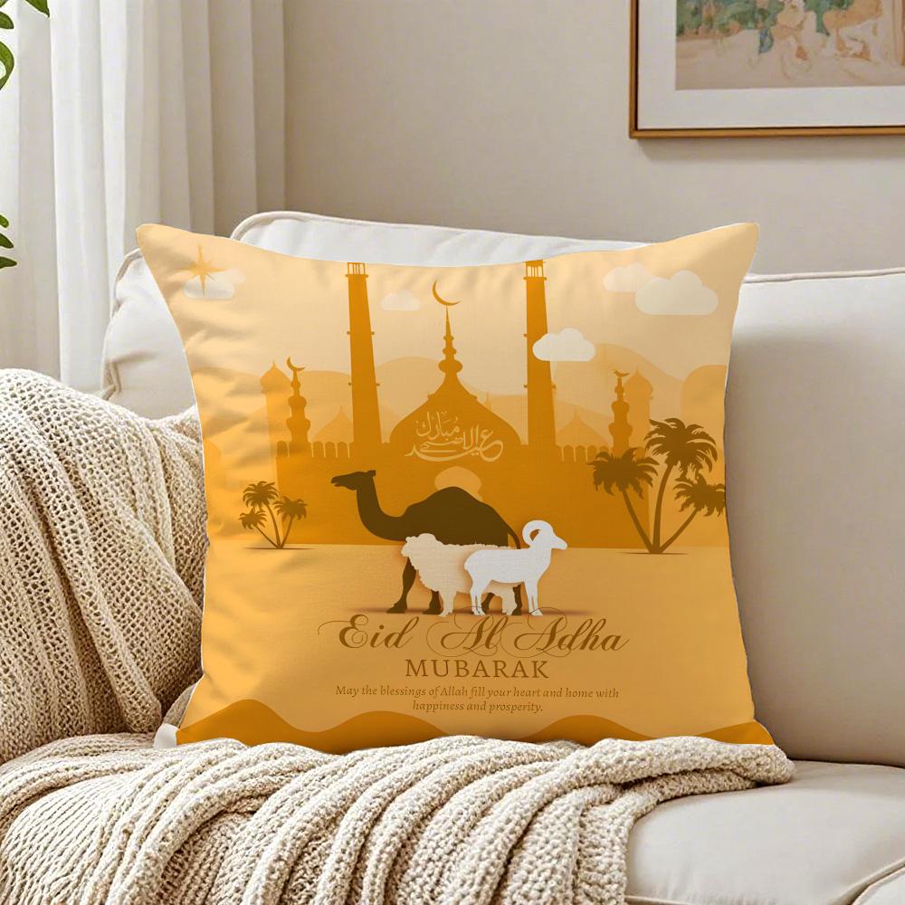 Fashion Daily Life E-Eid Al-Adhas Cushion Cover Linen Pillowcase Soft For Sofa Bed Home Room Decor