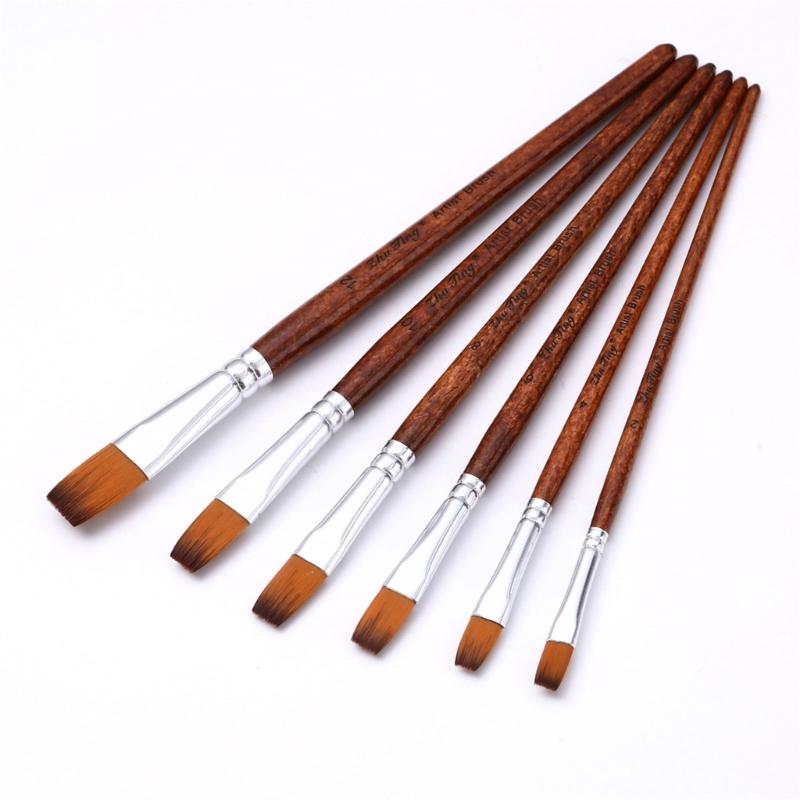 6 Stück Professioneller Pinsel Nylonborsten Pinsel für Künstler Anfänger Öl Acryl Aquarell Felsen Leinwandmalerei