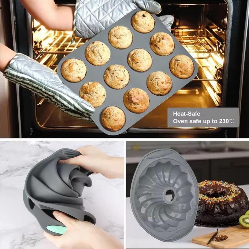 Non-Stick Cake Molds Heat Resistant Bread Muffin Mold Oven Baking Pan  DIY Baking Tool