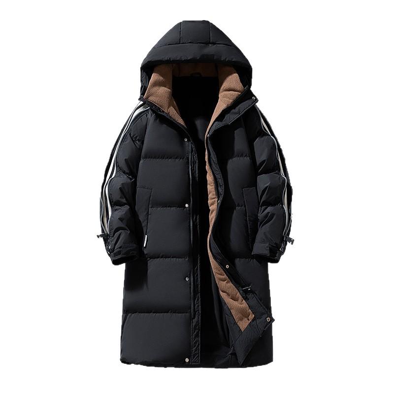 Men's Loose Winter Jacket Mid-length Hooded Down Jacket Men's Winter Thickened Warm White Duck Down Cold-proof Men's Jacket