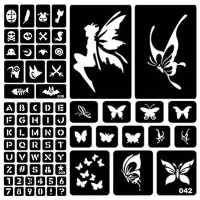 Stencil per tatuaggi aerografo piccolo stile 40 per donne Modello di disegno per bambini Stencil per tatuaggio all'henné per tatuaggi glitterati