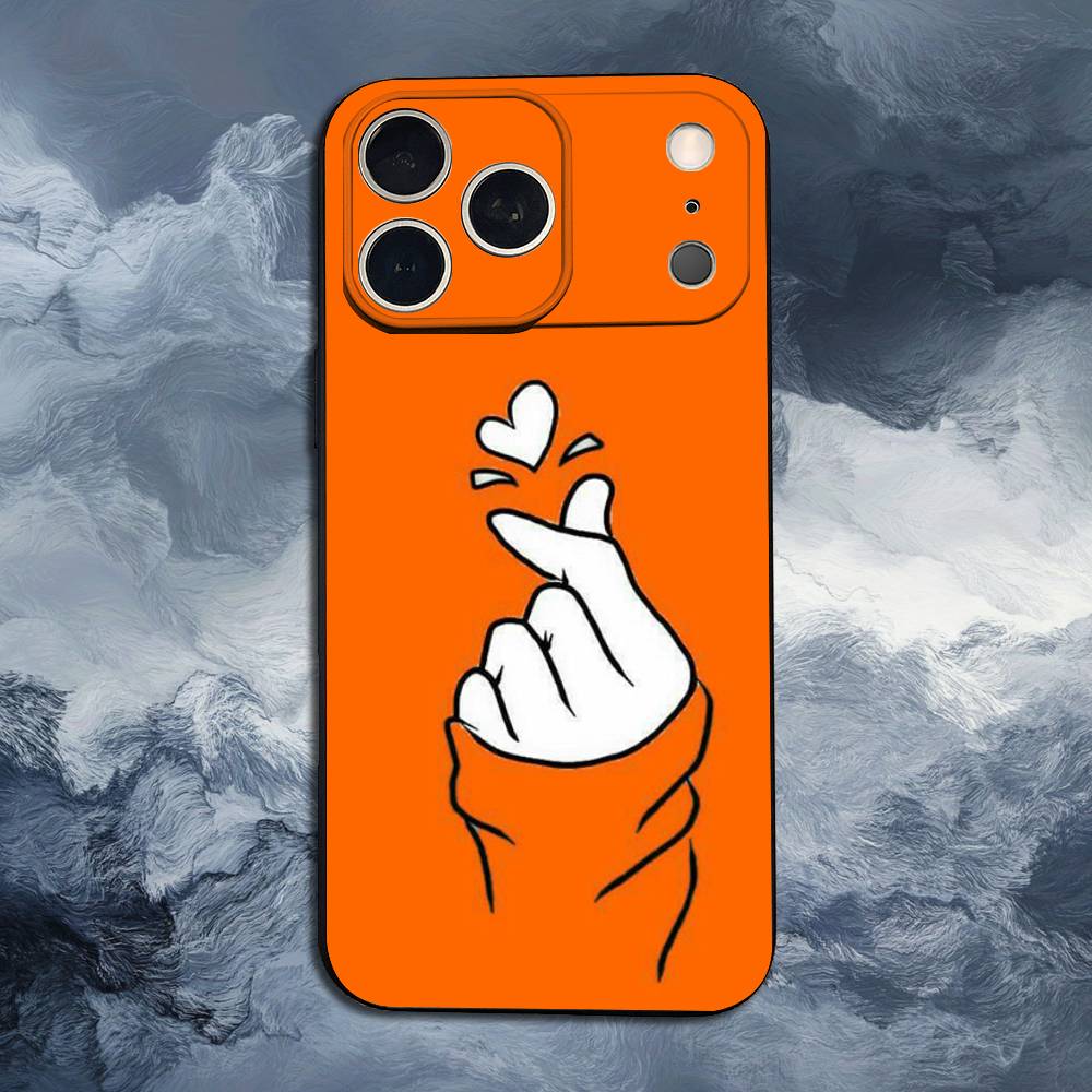 Lovely Hand Heart Case For iPhone 12,14,15,16,11,17,13,X,Mini,SE,XS,Plus,Pro,Max,8,7,XR,Soft Silicone Black