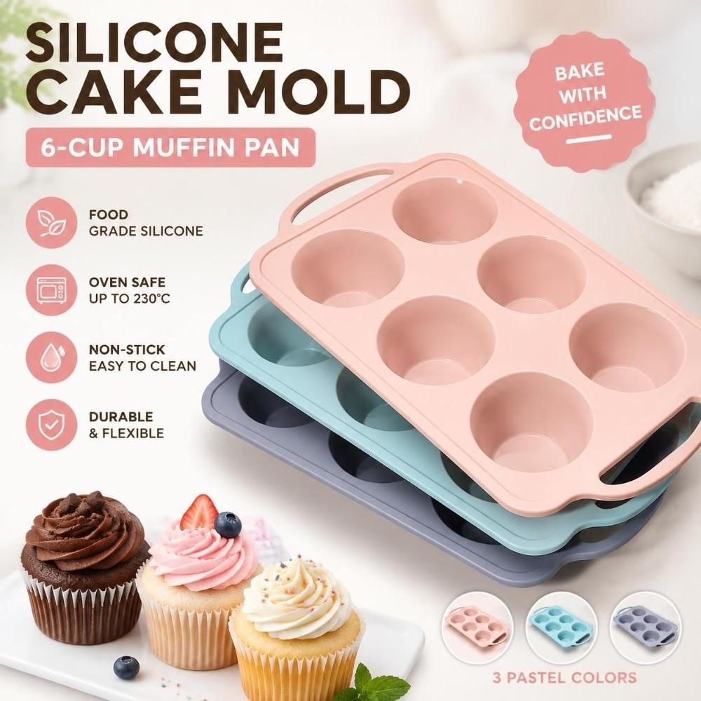 12-Cavity Baking Molds 6-Cavity Easy Release Molds Durable Silicone Cake Molds Oven Use