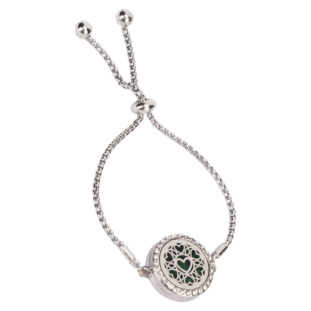 Pulsera difusora de aromaterapia hueca de acero inoxidable ajustable con aceite esencial y perfume