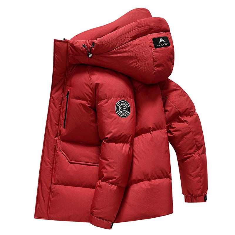 Winter Daunenjacke mit Kapuze für Männer und Frauen, Verdickte mittellange Jugenddaunenjacke, Daunenjacke