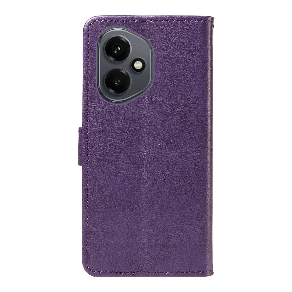 For Honor 400 5G (Global) Leather Wallet Case with Strap Solid Color Phone Stand Cover