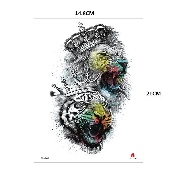Vzor zvířete tygr vlk květina paže polovina paže vodní transfer vodotětná tetovací samolepka simulační tetování