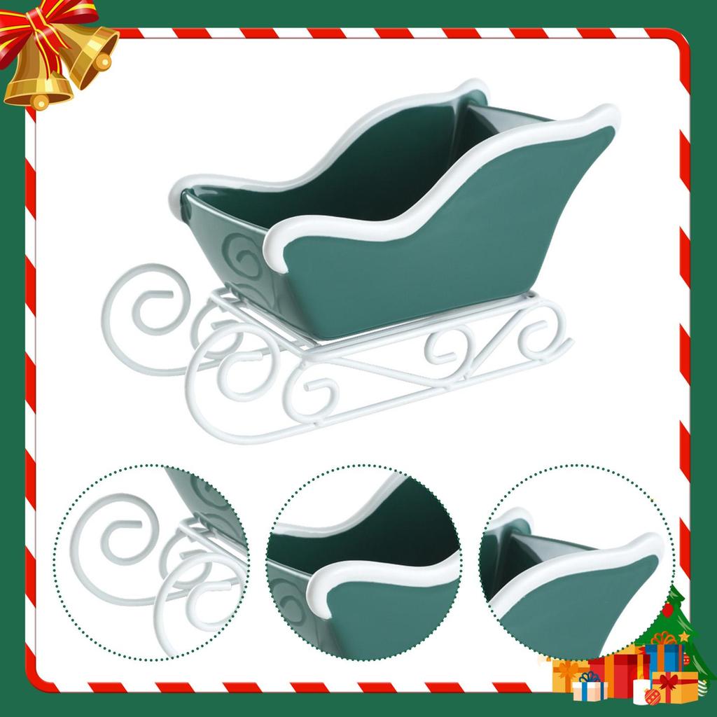 Christmas Sleigh Table Ornament,Server Gift,Candy Bowl Storage Basket Sled Shaped Bin for Holiday Farmhouse Home Present Mantle