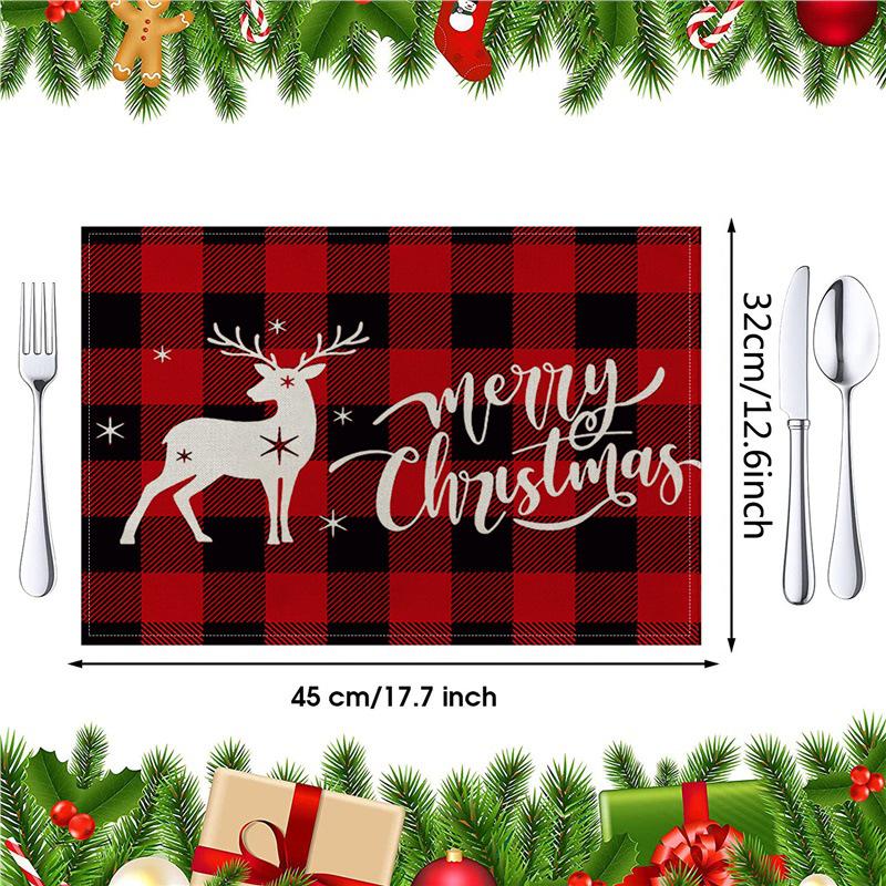 Christmas Cotton Linen Placemats - Heat Insulation Mats for Dining Table