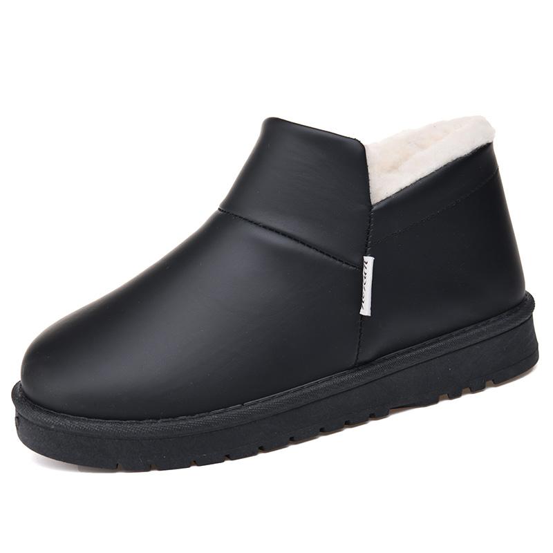 

Winter Women s Fleece-Lined Thickened Short Boots, Slip-On Fashionable Casual Snow Boots, Comfortable Flat Shoes for Middle-Aged and Elderly People 36