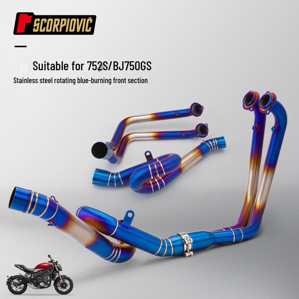 Benelli 752S BJ750GS Motorcycle Swirl Stainless Steel Header Pipe with Muffler