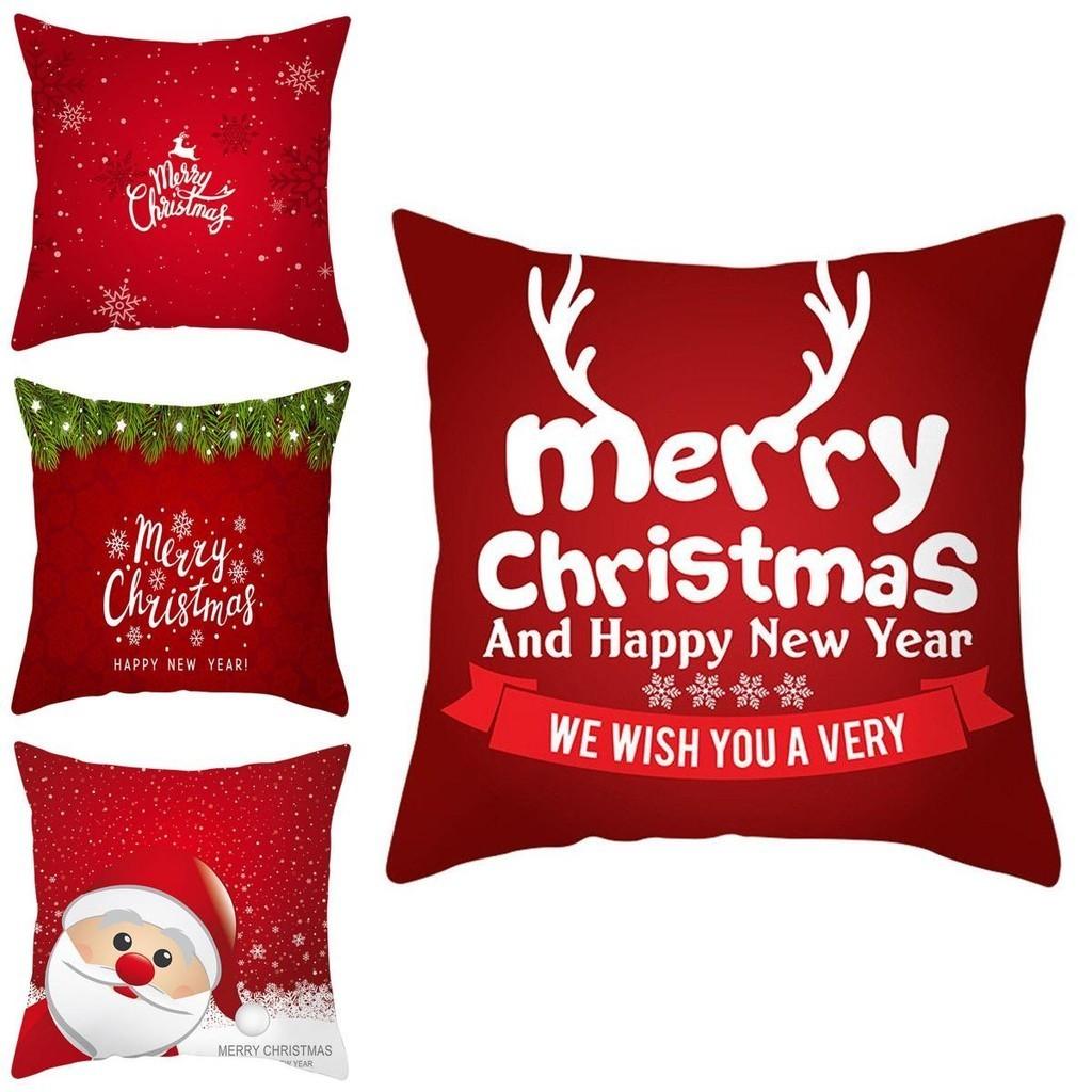 Charming Christmas Red Pillowcase Fadeless Cushion Cover For Holiday Home Styling