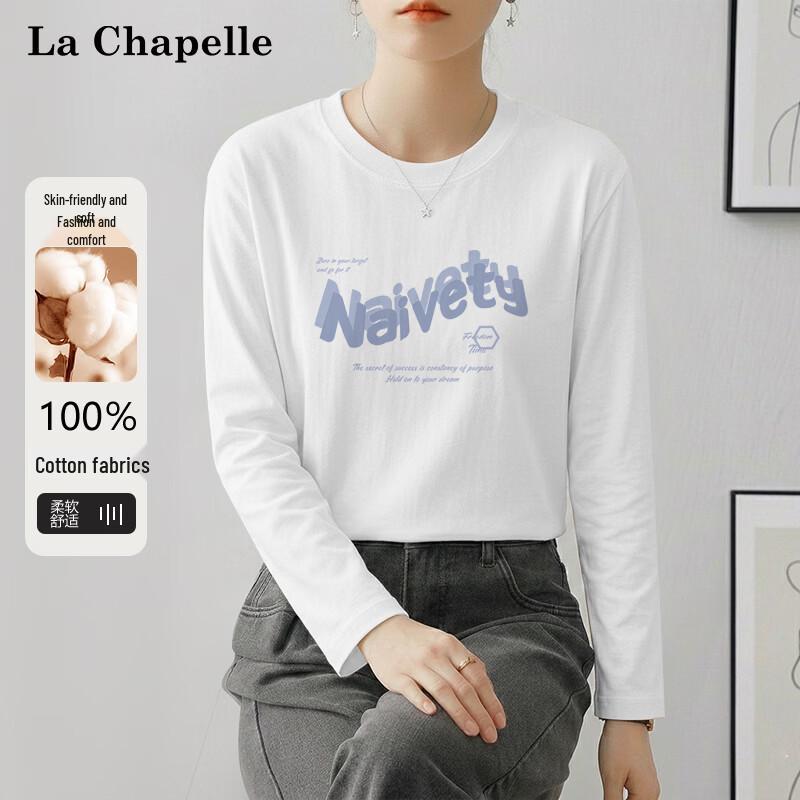 La Chapelle Women's 2026 Spring/Autumn Loose Fit Cotton Long-Sleeve T-Shirt