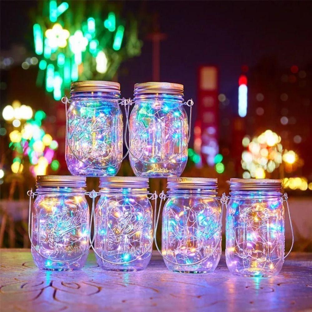 30LED Mason Jar Lid Lights Solar Charging String Lights Hanging Outdoor Lights  Outdoor Decoration