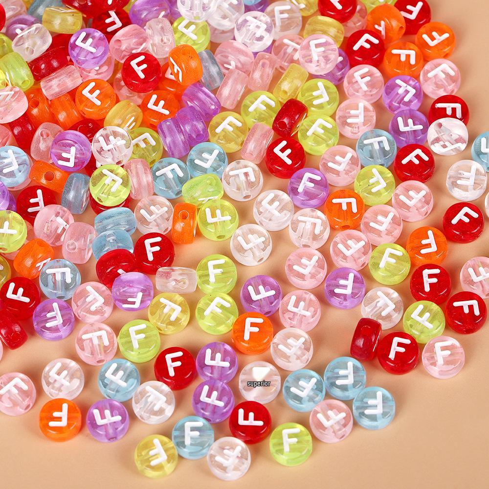 Acrylic Drip Oil Single Letter Flat Beads — Transparent DIY Bracelet Jewelry Accessories for Kids
