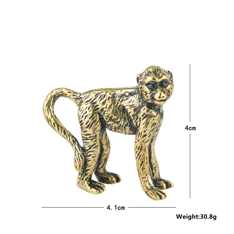

Антикварные статуэтки обезьян из цельной меди, миниатюрные фигурки животных из чистой латуни, настольные украшения, креативные поделки, аксессуары для дома