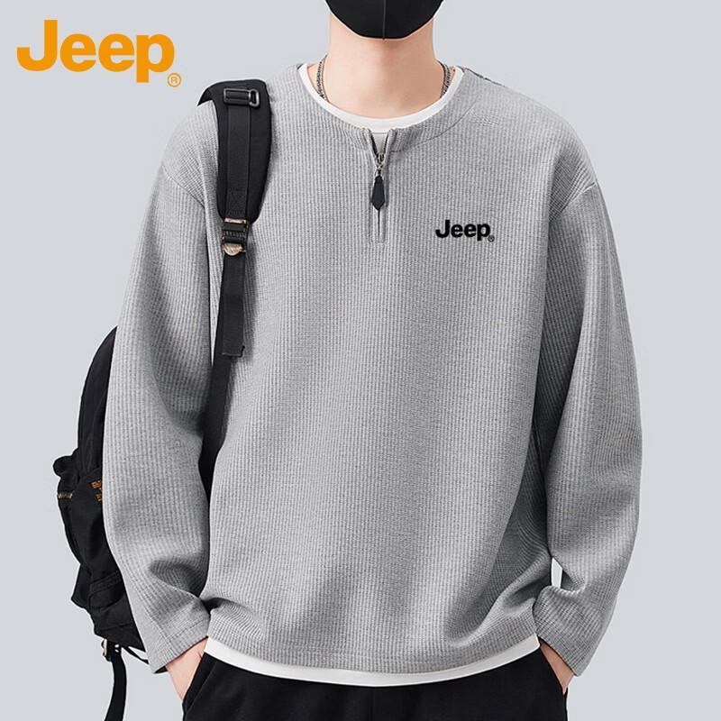 Jeep Men's Faux Two-Piece Half-Zip Long Sleeve Sweatshirt